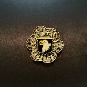 Airborne Eagle Brooch with Gold and Black Accents